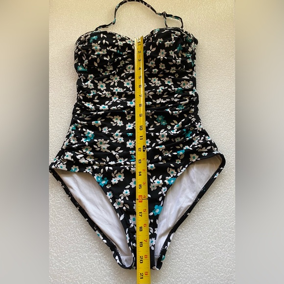 Anne Cole One Piece Shirred Front Floral Bandeau Swimsuit Size 6 - Picture 9 of 13